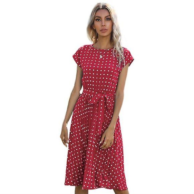 Ladies Dress Sleeveless Slip Dress Tie Halter Neck Pleated Printed Dress | Fruugo SG