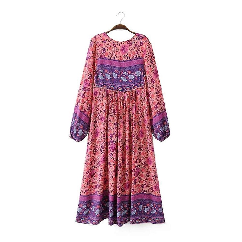 Print Dress for Women Boho Style Red Long Sleeve High Waist Cool in Summer 1Pcs | Fruugo SG