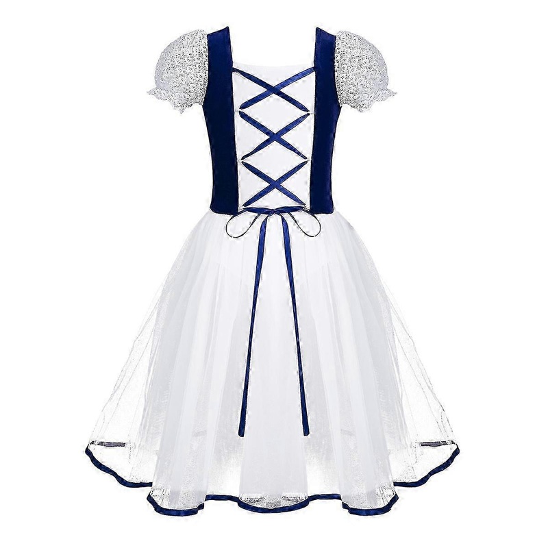 Romantic Tutu Giselle Ballet Costumes Girls Child Velet Tulle Skating Dress Ballerina Bubble Short Sleeve Lace-up Summer Dress | Fruugo SG