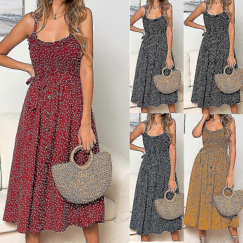 Sexy Summer Sleeveless Slip Dress Women Strapless Bow Button Loose Bandage Pleated Polka Dot Sundress Casual Backless Vestidos | Fruugo SG