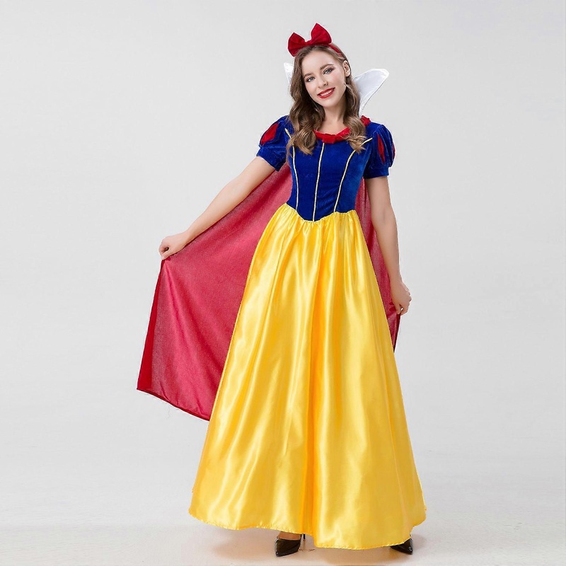 Snow White Cosplay Dress Luxurious Short Sleeve Long Dress  for Adults Unisex with Headband Cape and Petticoat | Fruugo SG