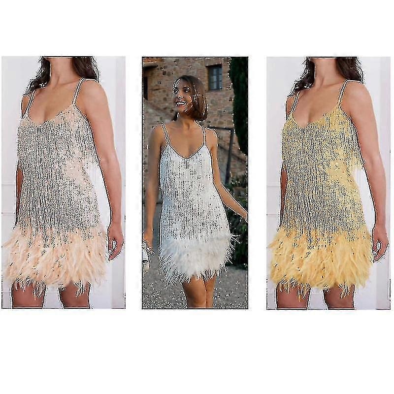 Women Fringe Sequine Feather Bodyco Dress Fashion Tassel Patchwork Dress | Fruugo SG