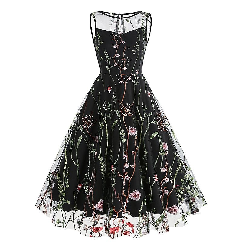 Women’s Sheer Mesh Short Sleeve Round Neck Dress Floral A Line Long Dresses | Fruugo SG