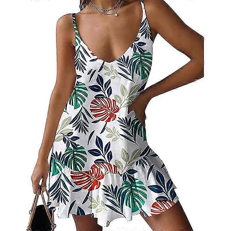 Women Short Mini Dresses V Neck Slip Dress Floral Print Summer Beach Sundress Sleeveless | Fruugo SG