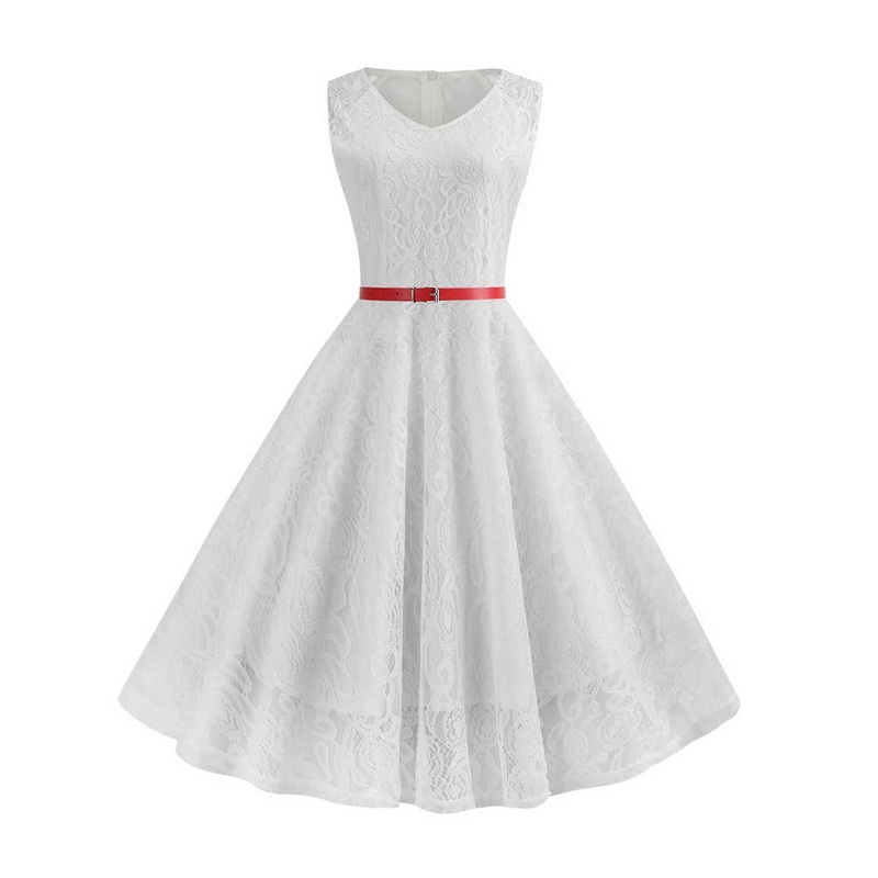 Womens Lace Retro Rockabilly Midi Dress 50s 60s Evening Party Swing Sundress | Fruugo SG