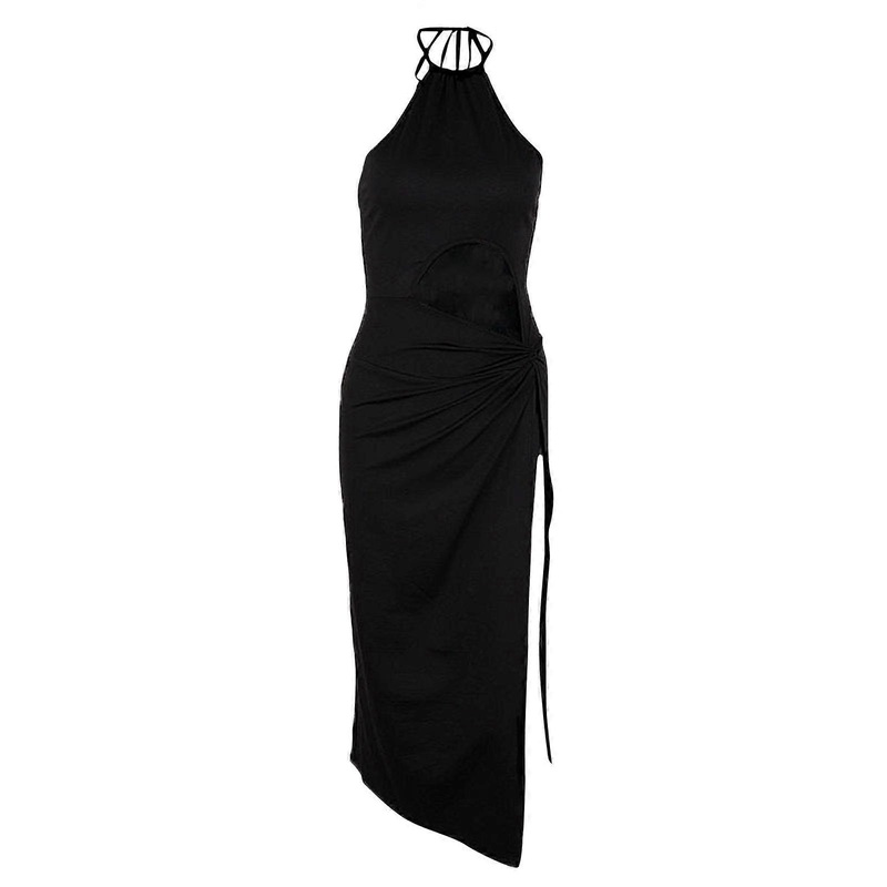 Elegant Lace Up High Split Dress for Women Exquisite Halter Neck Dress Cocktail Party Dress Summer Sexy Cut out Dress  L | Fruugo SG