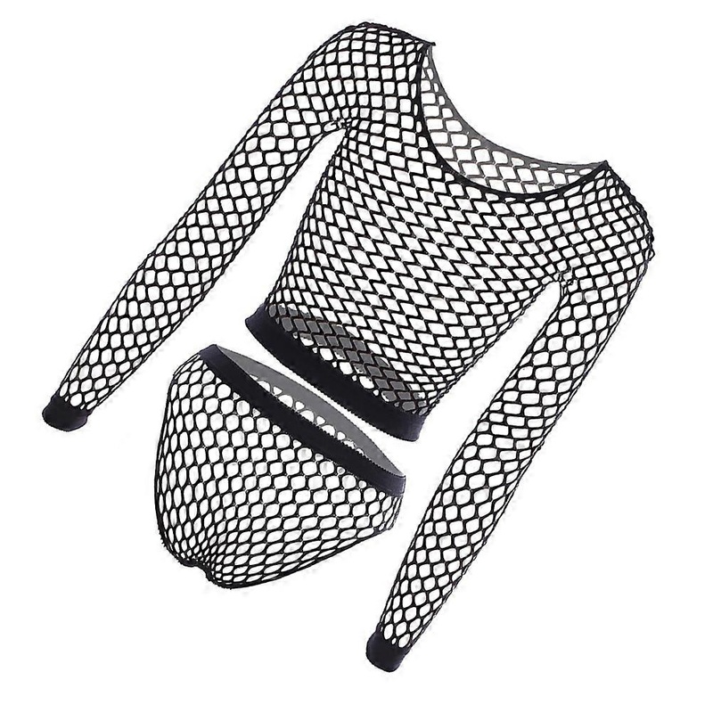 Fish Net Hollow Underwear Nightwear for Romantic Evenings Black Stretchy Fabric 1Set | Fruugo SG