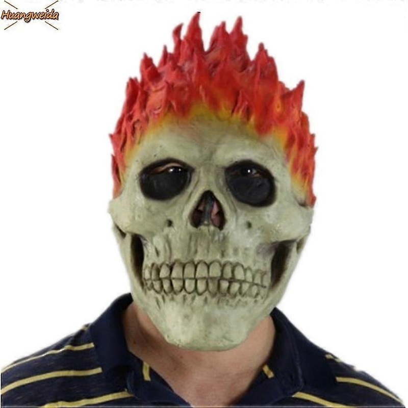 Flame Skeleton Skull Mask Ghost Rider Scary Horror Zombie Spooky Knight Halloween Creepy Demon Masque Carnival Party Props | Fruugo SG