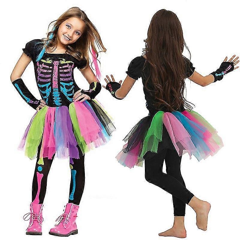 Halloween Scary Dress Costume Ball Zombie Girls Rainbow Skeleton Ghost Clothes Cosplay | Fruugo SG