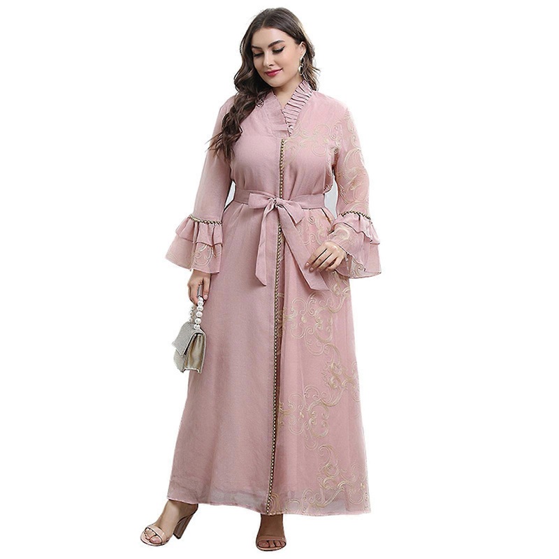 Ladies Trumpet Sleeves Dress for w/ Belt Elegant Pink Swing Dress Plus Size Evening Party Dress Summer Maxi Dress for Da  4XL | Fruugo SG