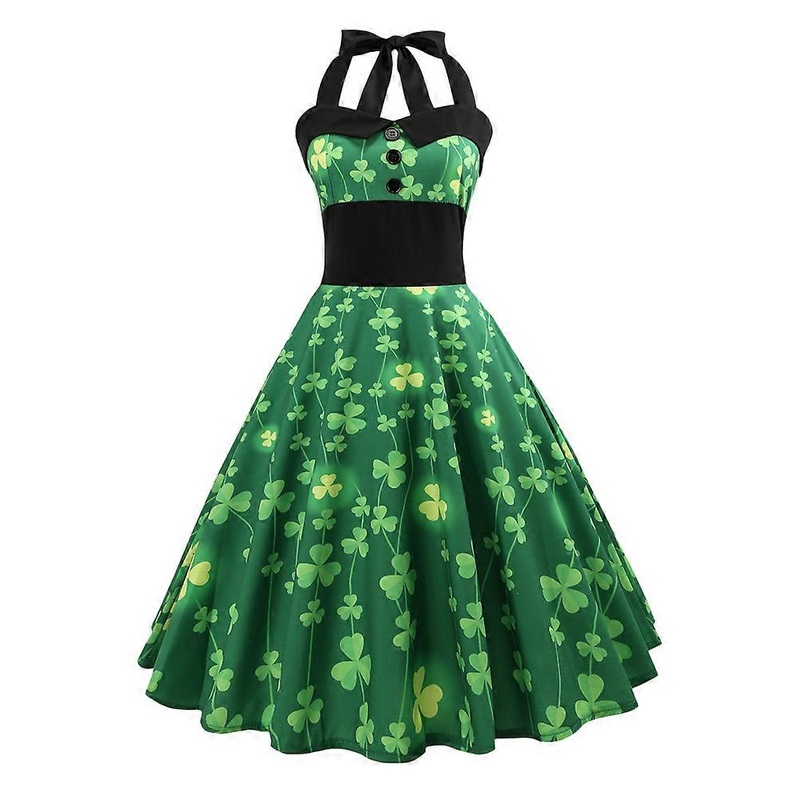 Patty’s Day Dress Green Fashion Round Collar Tall Waist Wrapped Chest Evening Gown 1Pack | Fruugo SG