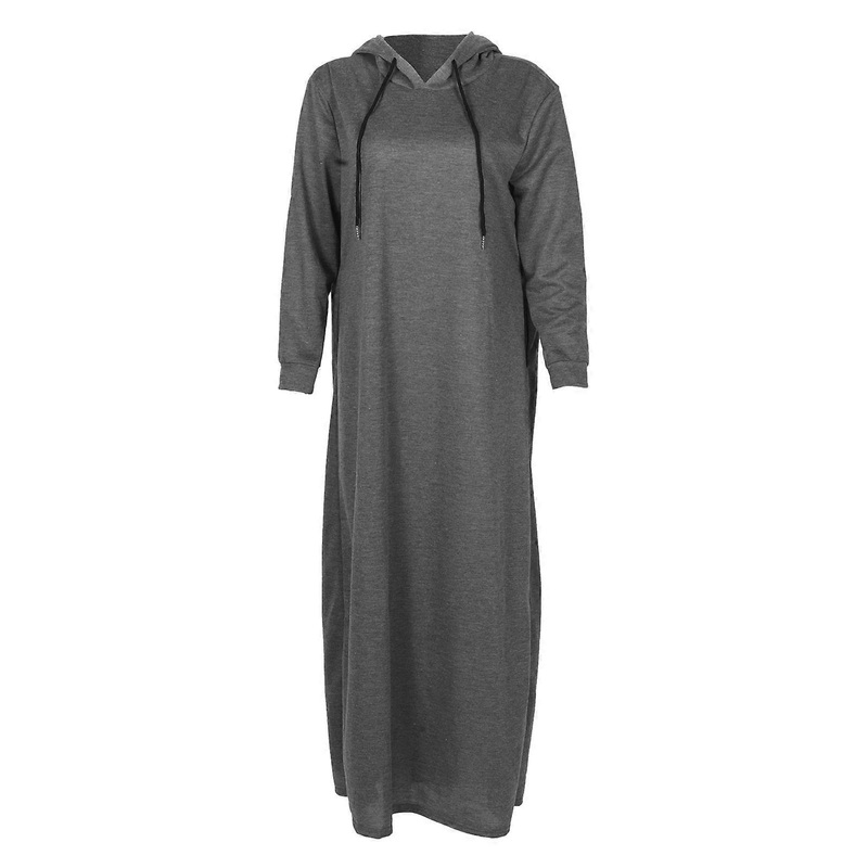 Summer Hoodies For Women Long Sweatshirt Dress Drawstring Light Grey Cotton Wind Protection 1Set | Fruugo SG