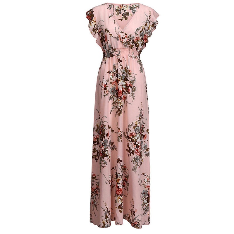 Women Floral Dress Large Plus Size Maxi Dresses Ruffle Sleeveless Dress Elegant Party Dress Holiday Dress for Summer Ins  Pink XL | Fruugo SG