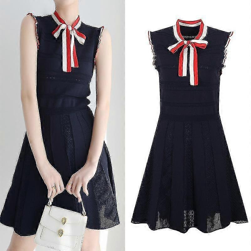 Women’s 2023 Bow Tie Sleeveless Knitted Ruffle Dress Summer Vestidos | Fruugo SG