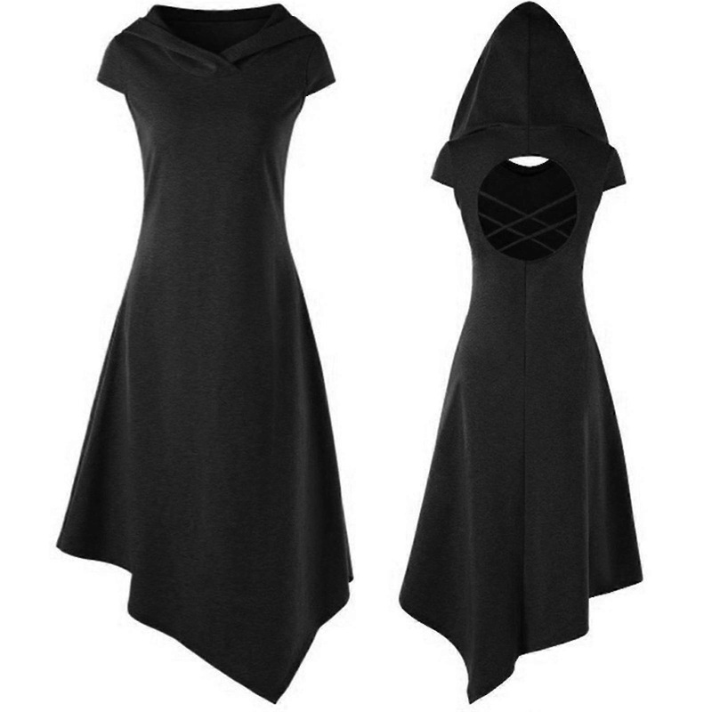Women’s Halloween Short Sleeve Cap Cutout Hoodie Hoodie Jacket Dress #black | Fruugo SG