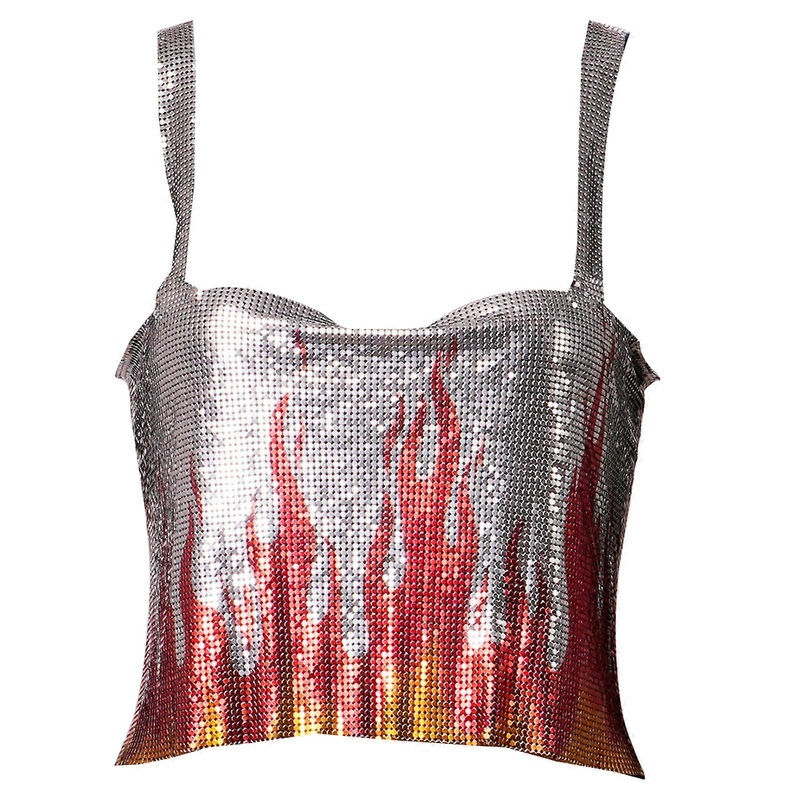 Women Shiny Flame Metallic Sequins Sleeveless Crop Tube Top Sexy Backless Festival Glitter Body Jewelry Camisole Chain Summer Party Rave Clubwear  S | Fruugo SG