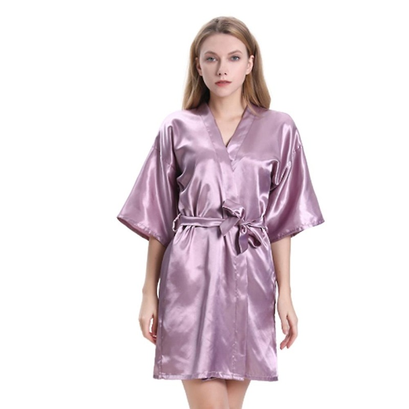 Women Summer Ice Silk Midi Dress Bath Robe Waist Belt Sleepwear | Fruugo SG
