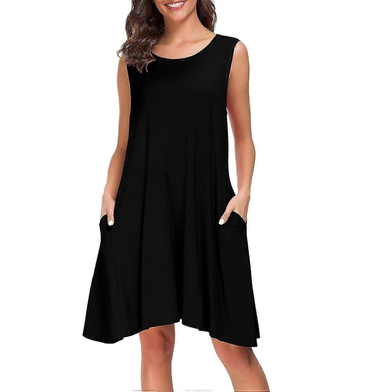 Women Summer Sleeveless Casual T Shirt Dresses Loose Beach Cover Up Tank Dress | Fruugo SG