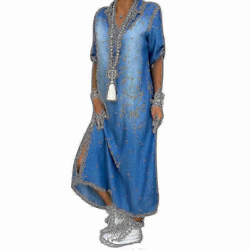 Womens Casual Denim Long Maxi Dress Ladies Summer Loose Jeans | Fruugo SG