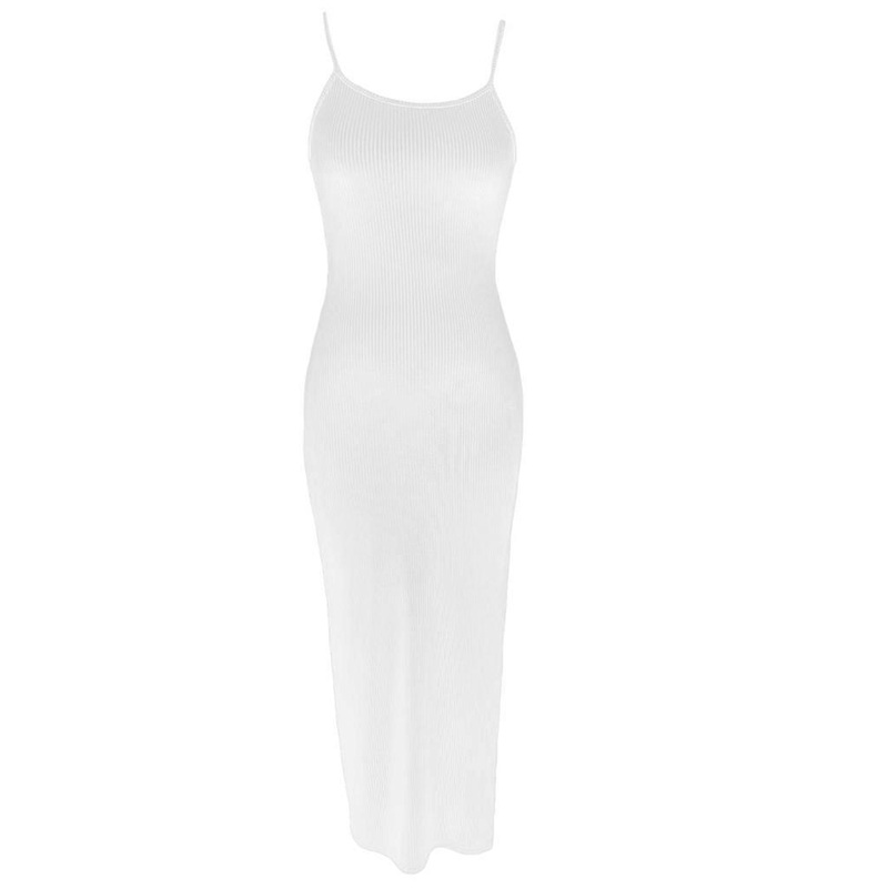 Womens Summer Tanks Top Dress Solid Color Sleeveless Side Split Bodycon High-waisted Streetwear Dresses for Summer  White L | Fruugo SG