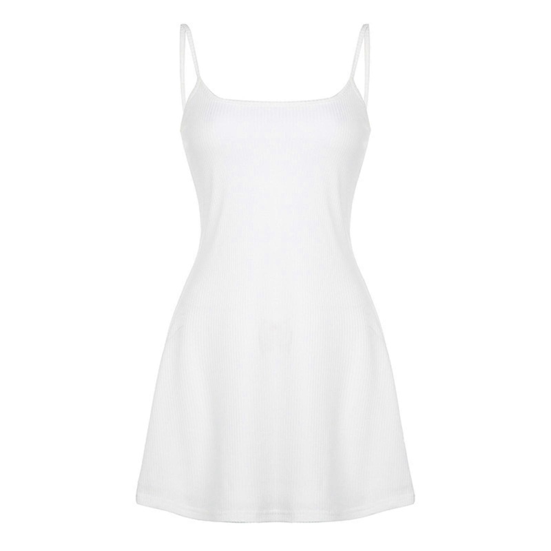 A-line Dresses Ribbed Knit Mini Dress Spaghetti Strap Casual Dresses For Women Ribbed Spaghetti Strap Dress Short Dress  White S | Fruugo SG