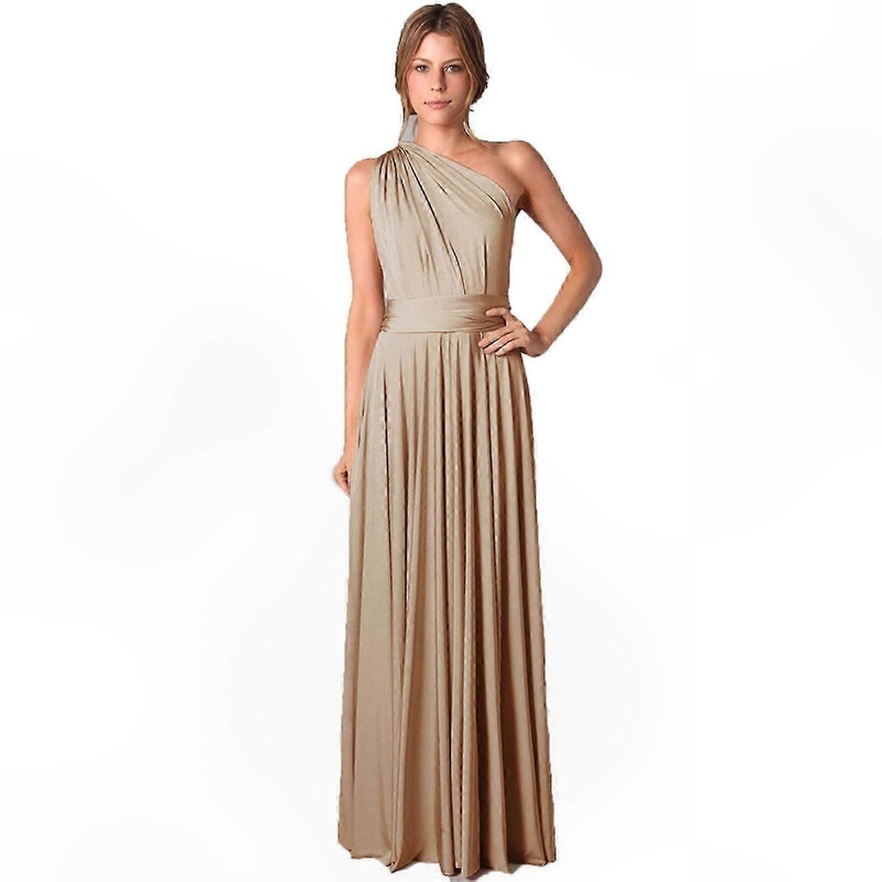Elegant Long Dress with Seamless Shoulder Straps in Champagne Size XL | Fruugo SG