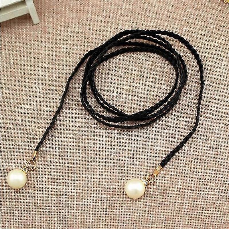 Elegant Pearl Thin Belts Women Long Leather Hemp Rope Braid Waist Belt Bohemia Girls Summer Waistband For Dress | Fruugo SG