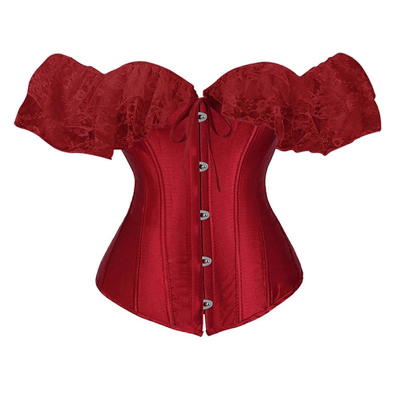Lace Corset Top for Theme Party Retro Bustier Waist Cincher French Styles Lacup Tied Waist Girdle Costume Accessories  Claret S | Fruugo SG