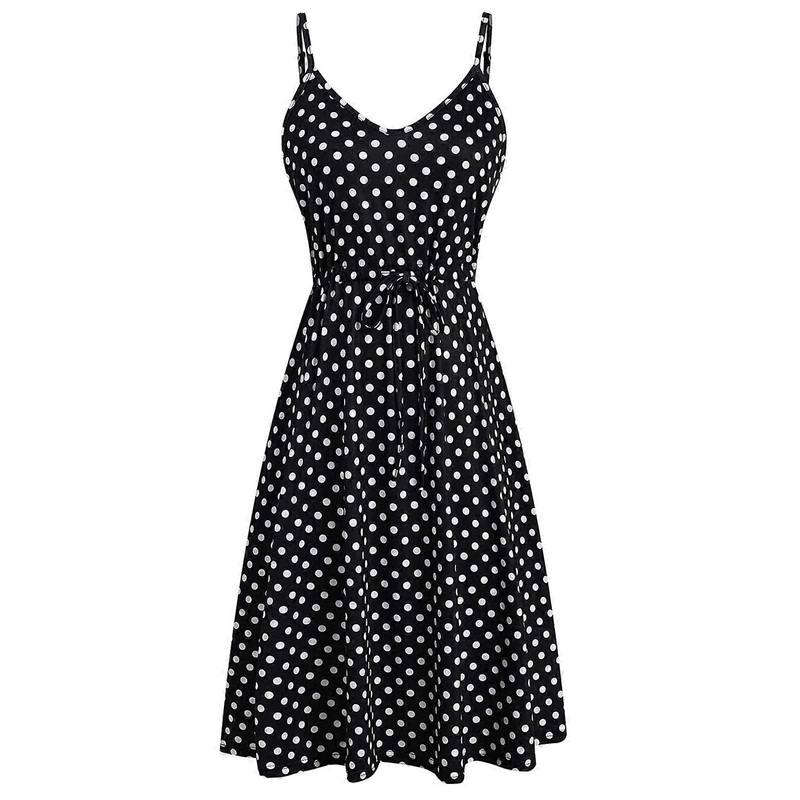 Lightweight Floral Print Spaghetti Strap Dress Woman Loose Dress Fashion Drawstring Waist Summer Ladies Seaside Dresses  figure 1 XL | Fruugo SG