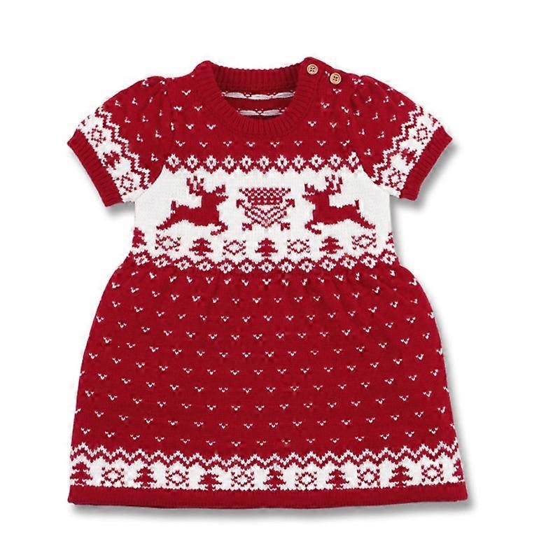 Little Girls Christmas Dress Xmas Gifts Knitted Sweater Dress Short Sleeve | Fruugo SG