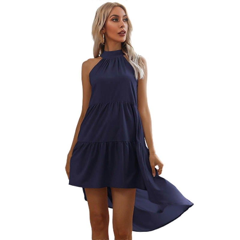 Off-Shoulder Halter Long Skirt Women Sweet Style Sleeveless Dress Vintage Sexy Irregular Hem Dress for Prom Party  Dark blue XL | Fruugo SG