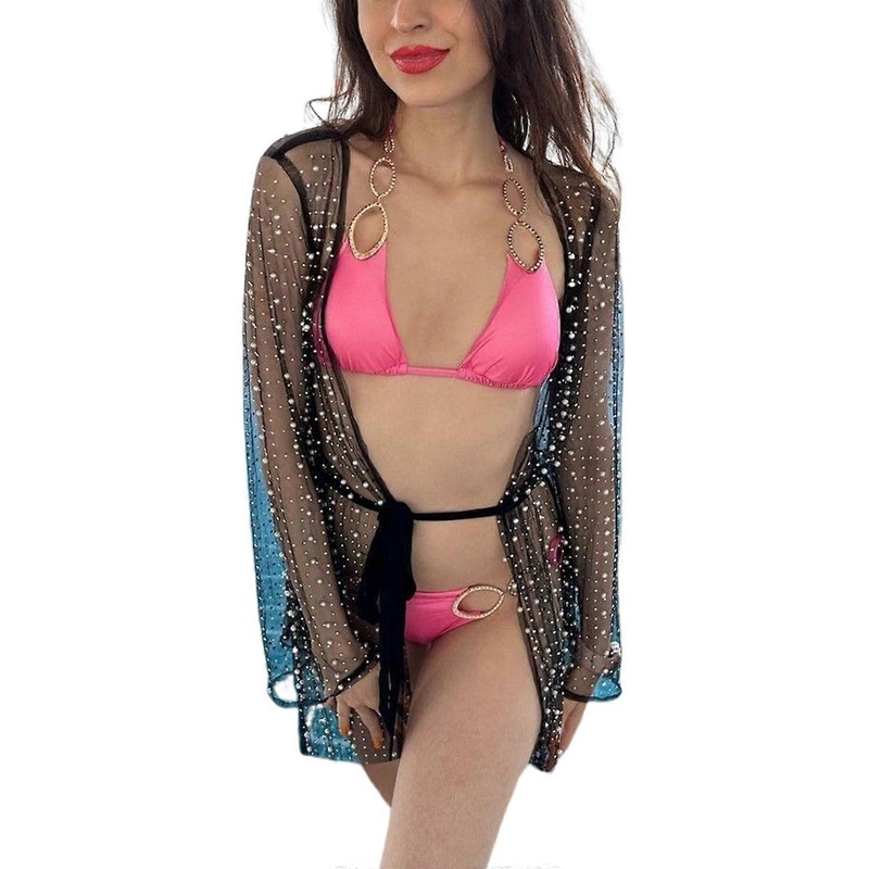 Sexy Summer Seaside Sheer Cardigan for Woman Soft Swimsuit Cover Up See-through Shawls Female Outdoor Sports Supplies  Black M | Fruugo SG