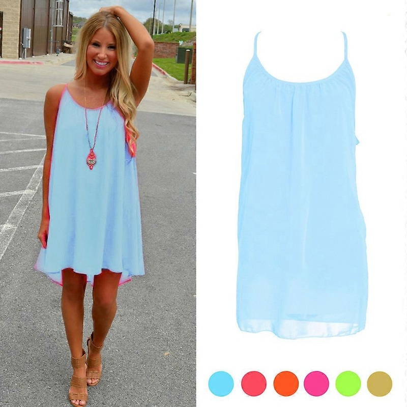 Summer Sexy Women Beach Chiffon Sleeveless Party Dress Casual Mini SunDress  L B | Fruugo SG