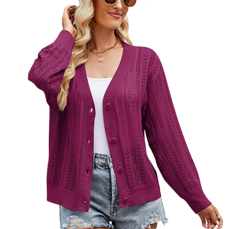 Women Button Down Long Sleeve Cardigan Vintage Knit Dress Coat Outwear Cardigan Sweater Button Boleros Shrug Coverups  Purple XL | Fruugo SG