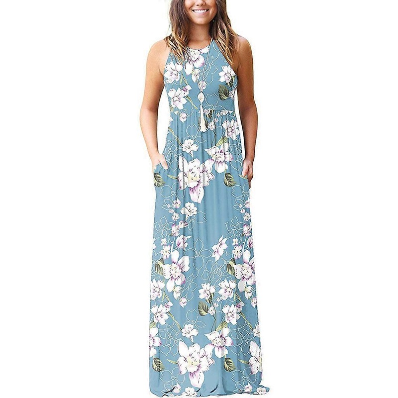 Women’s Sleeveless Racerback Sleeveless Loose Plain Maxi Dresses Casual Long Dre | Fruugo SG