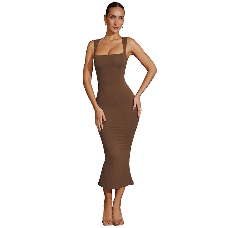 Women’s Summer Long Maxi Bodycon Dresses Casual Square Neck Sleeveless Tank Top Dress Sexy Cocktail Party Dress Gifts  coffee M | Fruugo SG