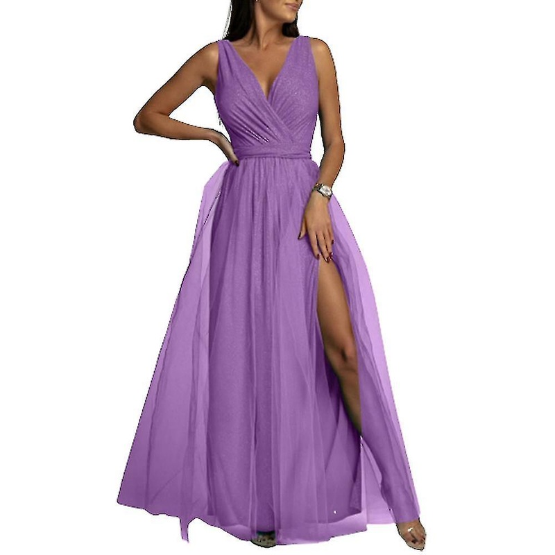 Women’s V Neck Brides Wedding Maxi Ladies Prom Ball Gown Evening Split Es | Fruugo SG