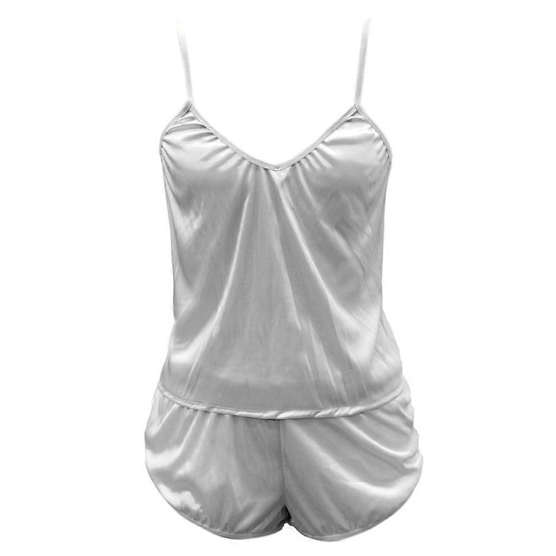 Womens Ultra-Thin Imitation Silk Two Piece Pajamas Set Sexy See Through Deep V-N | Fruugo SG