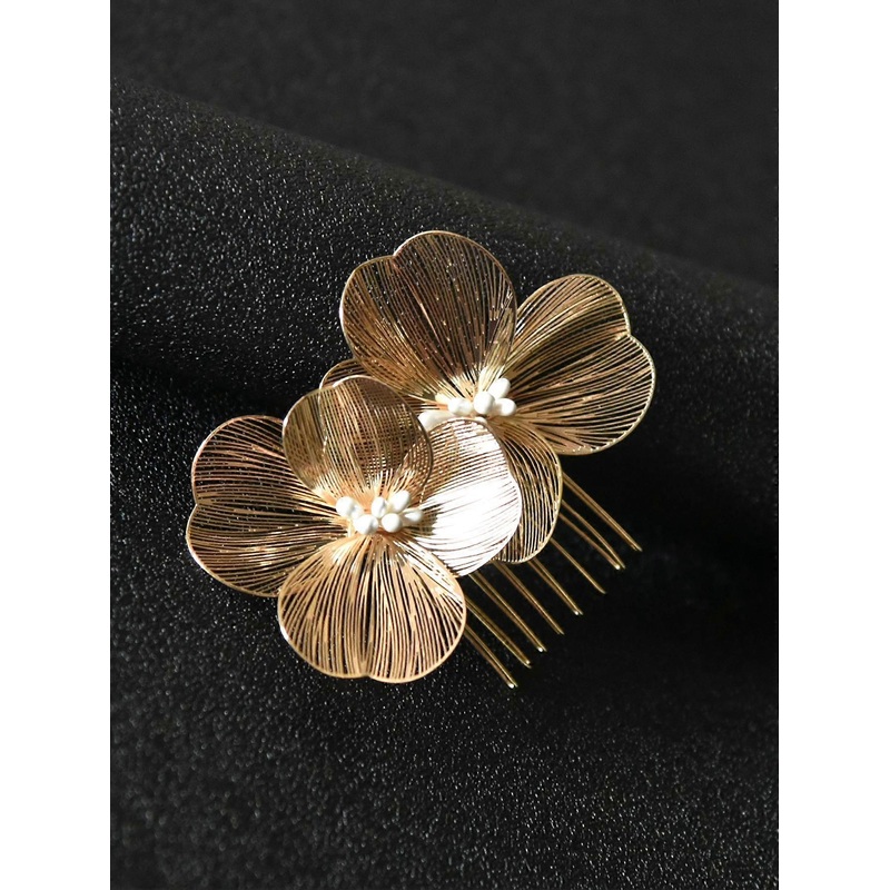 1pc Women’s Golden Alloy Flower Hair Comb For Bridal Wedding Party Elegant Valentine’s Day | Fruugo SG