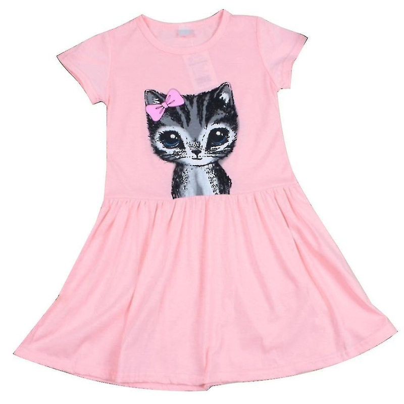 2-7 Years Girls Short Sleeve Swing Dress Cat Printed A-line Dress | Fruugo SG