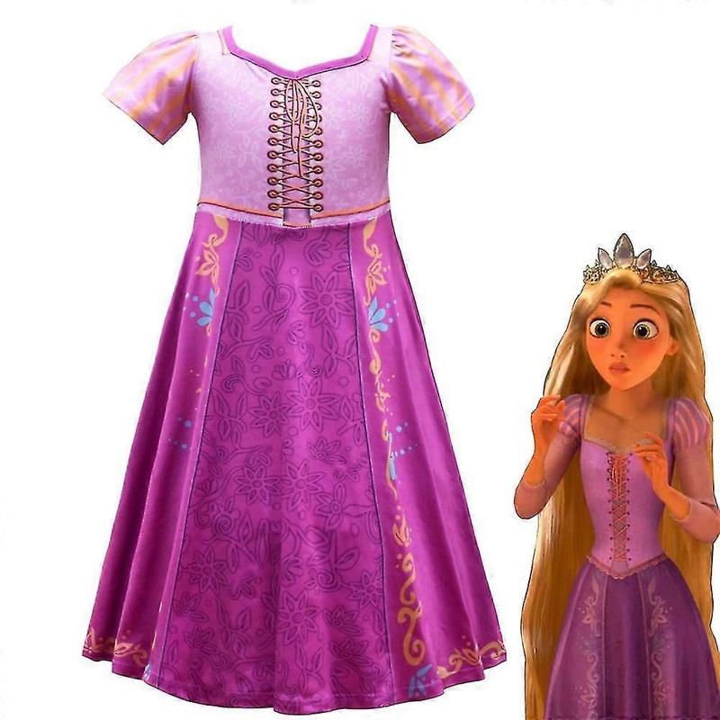 Kids Girls Rapunzel Dress Cosplay Party Costume Short Sleeve Princess Dresses 6-12 Years Gifts | Fruugo SG