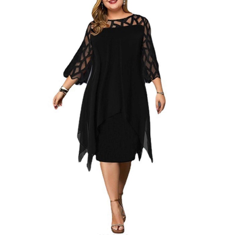 Plus Size Women Midi Dress Hollow Out Casual Cocktail Dress For Summer Autumn | Fruugo SG