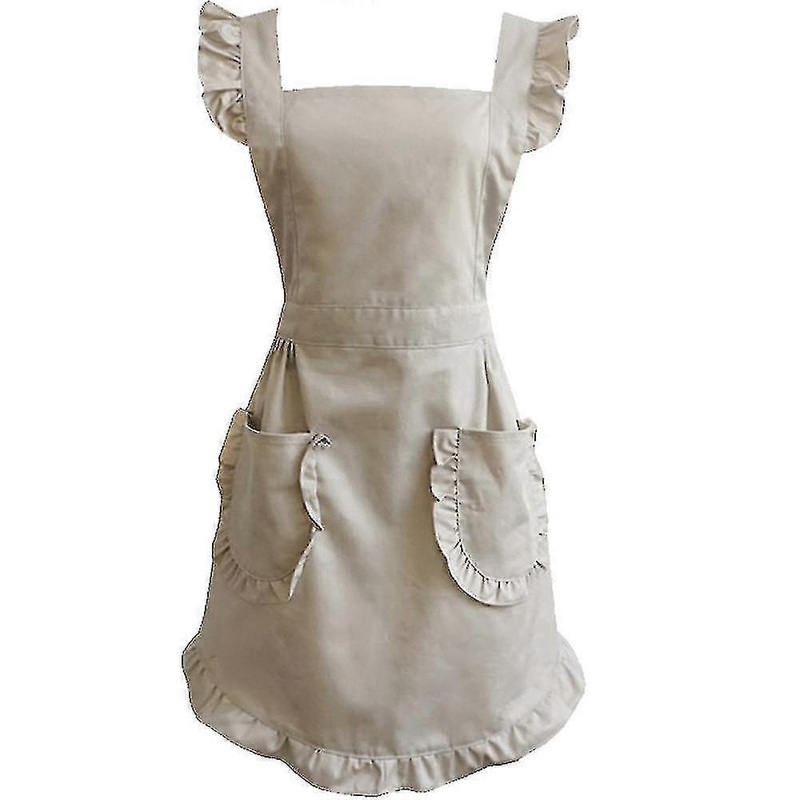 Retro Adjustable Ruffle Apron With Pockets, Small To Plus Size Ladies | Fruugo SG