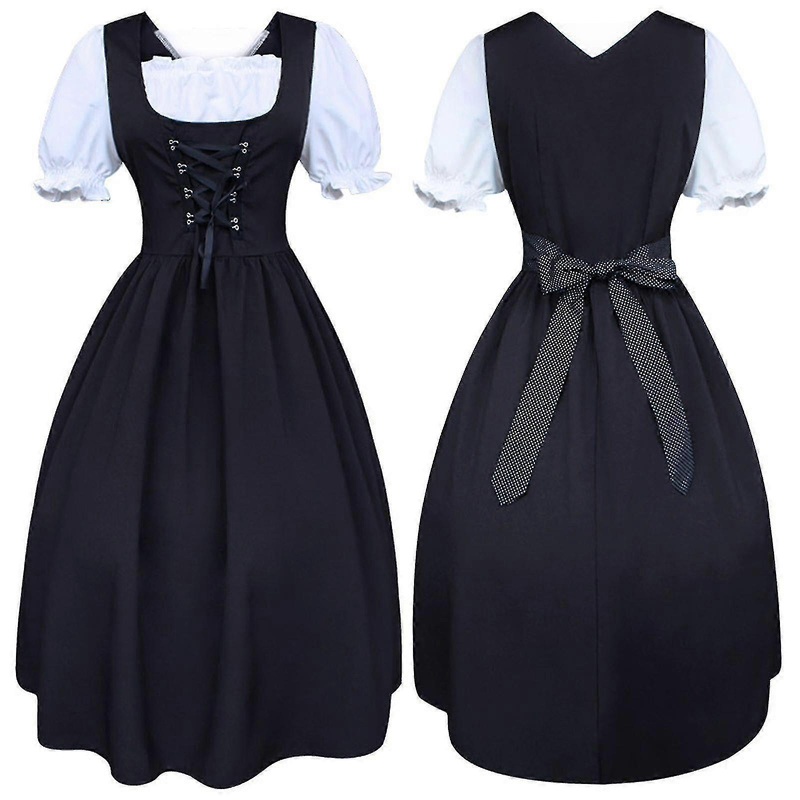 S-5xl Women’s Midi Dirndl Dress 2-pieces With Apron And Blouse Black White – G | Fruugo SG