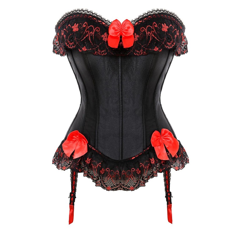 Sexy Satin Overbust Corset Top Lace Bowknot Decorated Clubwear Showgirl Body Shaper Plus Size | Fruugo SG