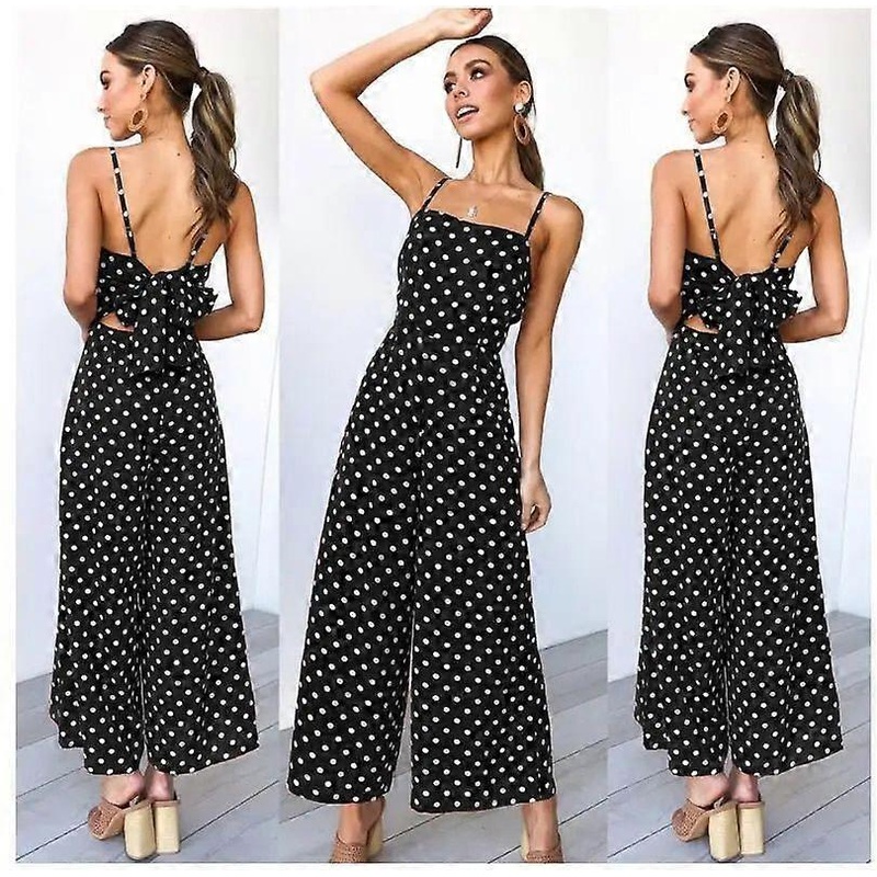Sexy Women’s Clothing Strap Polka Dot Bell Bottoms Open-back Dress Skort Women’s Fashion | Fruugo SG