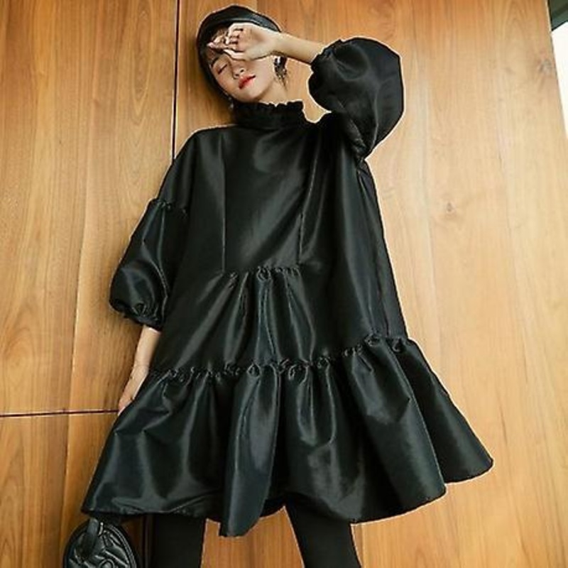 Stand Collar Loose Oversize A-line Above Knee Dress | Fruugo SG