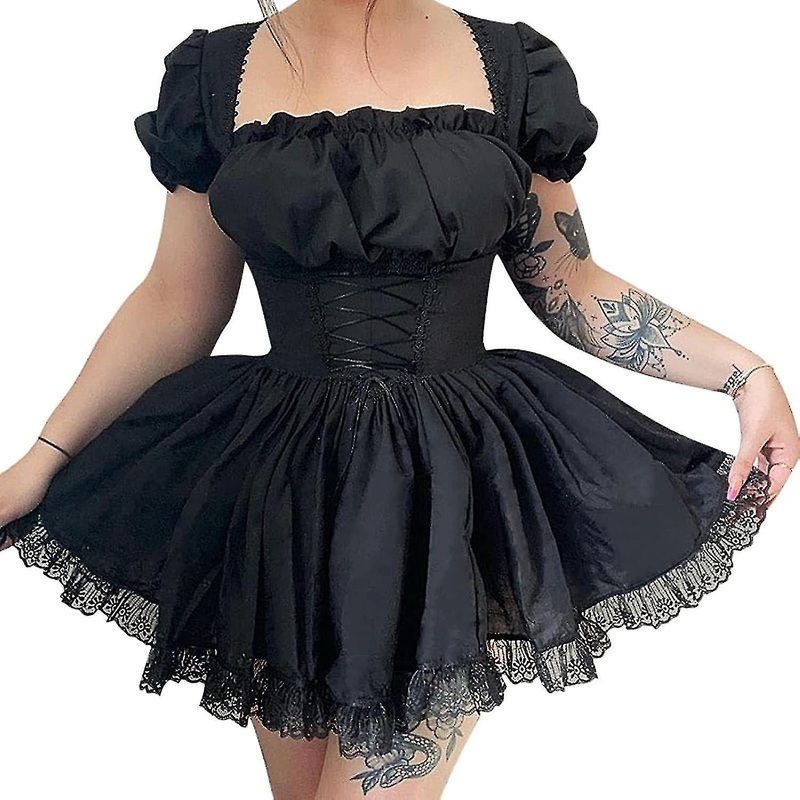 Women’s Gothic  Ta Mini Es Vintage Punk Puff Sleeve A Line Swing Short Goth  S-2xl | Fruugo SG