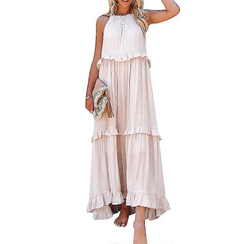 Women’s Halter Neck Sleeveless A Line Dress, Casual Beach Long Dress | Fruugo SG