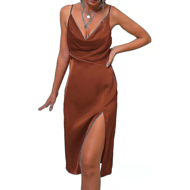 Women’s Satin Bodycon Silk Slip    Sleeveless Spaghtti Strap Side Split Hem Cocktail S-2xl | Fruugo SG